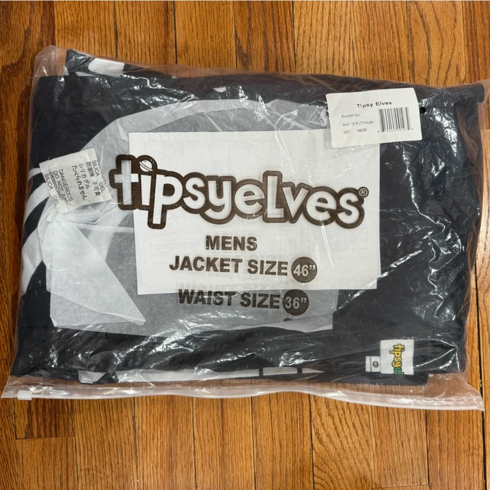 Tipsy Elves Men’s Skeleton Costume Blazer and Tie size 46” XXL NEW with tags